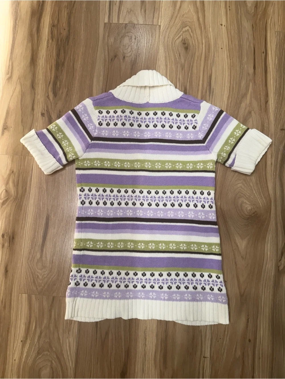 Gymboree Cozy Shawl Collar Knit Cardigan - Lavender/Olive Stripe- 7/8